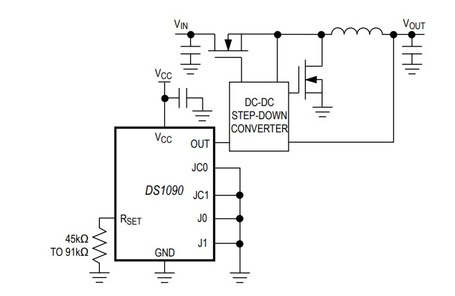 Application Circuit Diagram - Analog Devices / Maxim Integrated DS1090 Spread-Spectrum EconOscillator™